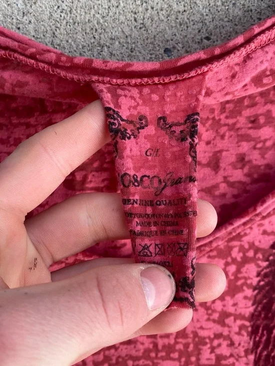 Y2k/Emo Pink Affliction Style Mesh Wings Tee - Picture 5 of 7